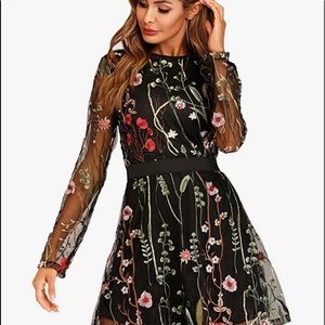 Floral Amazon Dress with sheer sleeves